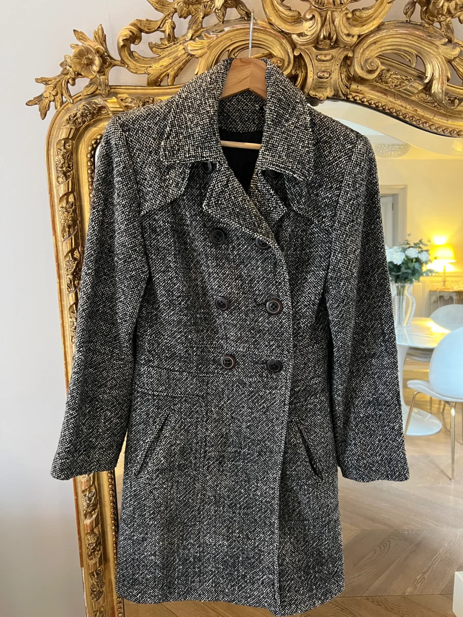 Lucie Gabossi - Manteau en laine gris chiné