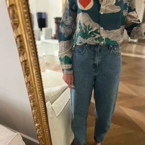 Chemisier Sézane fluide verte bleue avec coeur