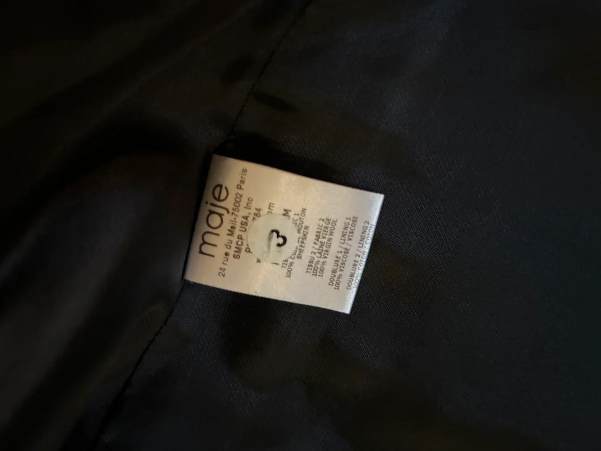 Veste Maje en laine grise col en cuir – Image 8