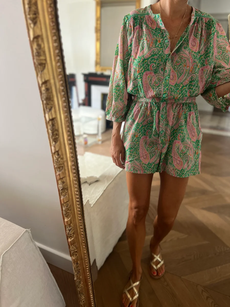 Combishort Ba&sh colorée verte et rose – Image 4