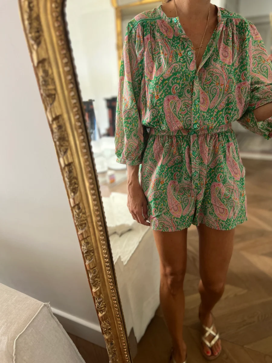 Combishort Ba&sh colorée verte et rose – Image 3