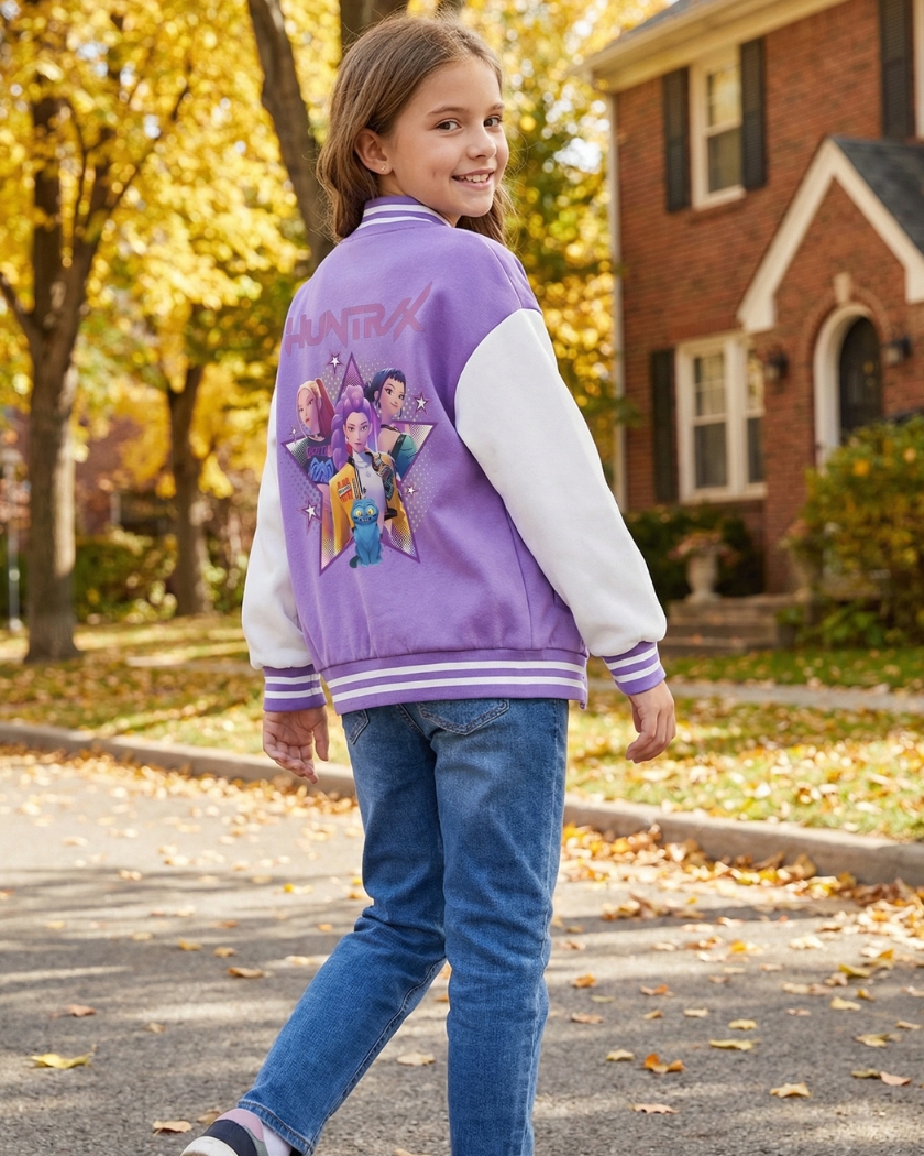 Blouson teddy enfant Kpop Demon Hunters violet – Image 3