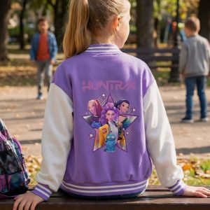 Blouson teddy enfant Kpop Demon Hunters violet