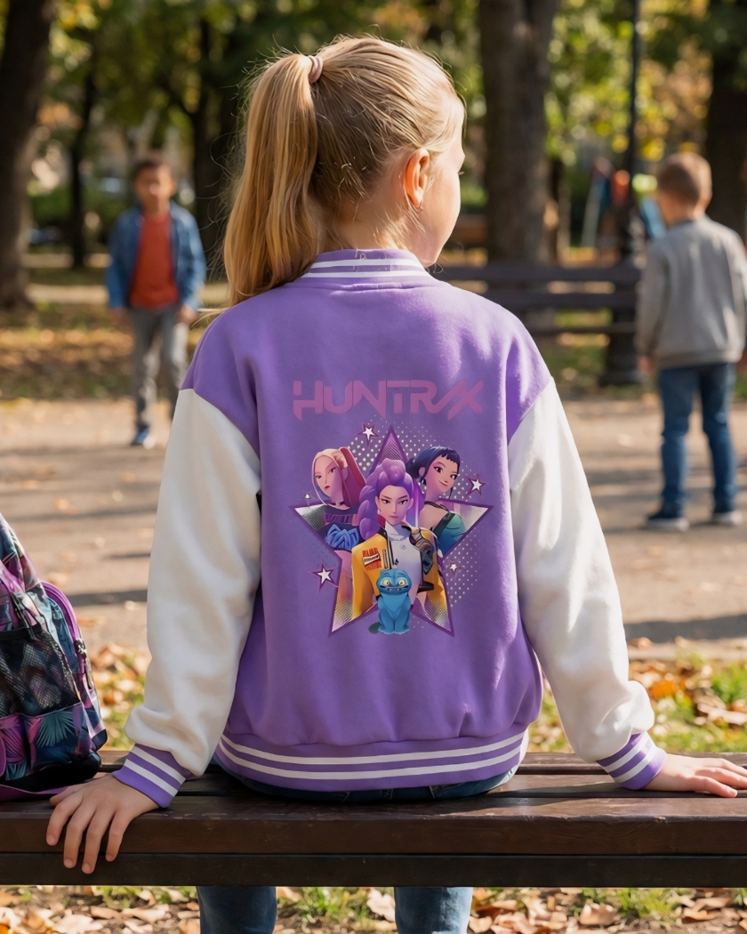 Blouson teddy enfant Kpop Demon Hunters violet