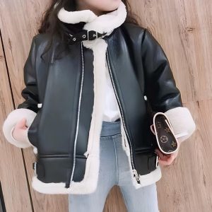 Blouson aviateur en simili cuir pour fille