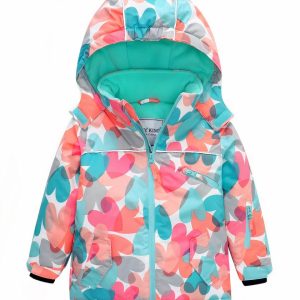 Blouson de ski avec motifs de cœurs pour fille