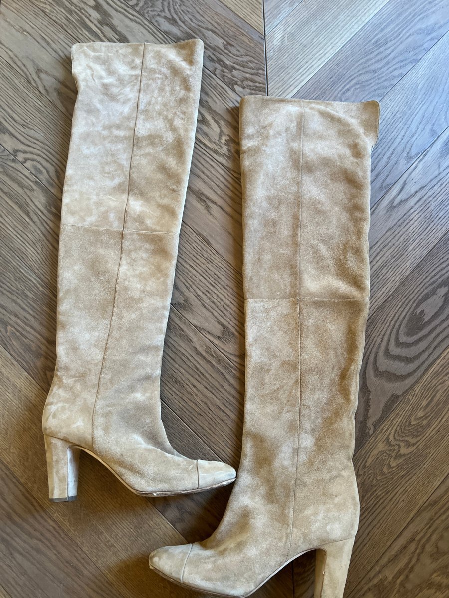 Cuissardes Chanel beige en daim – Image 3