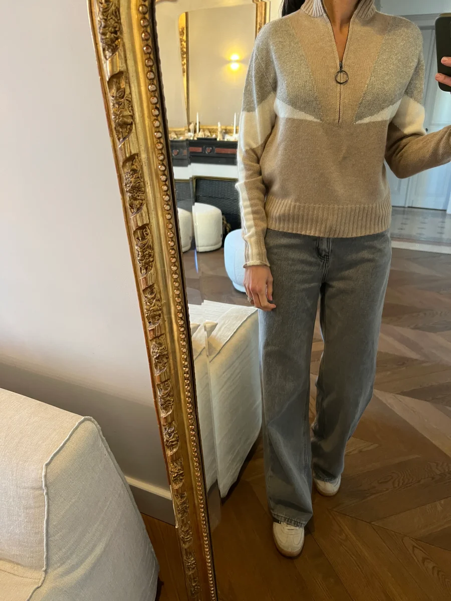 Pull beige kookai avec fermeture eclair