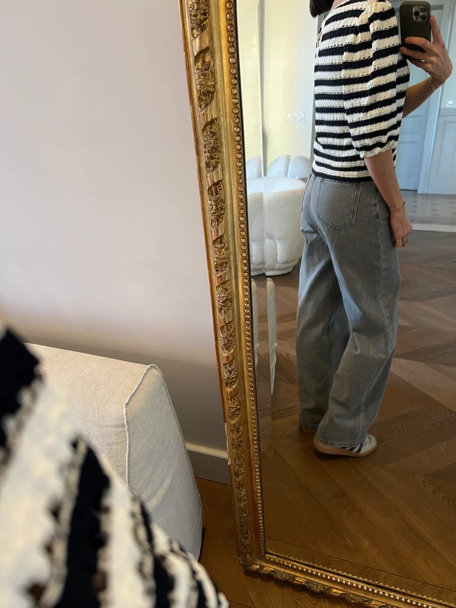 Haut Maje à rayures blanc et bleu marine – Image 5