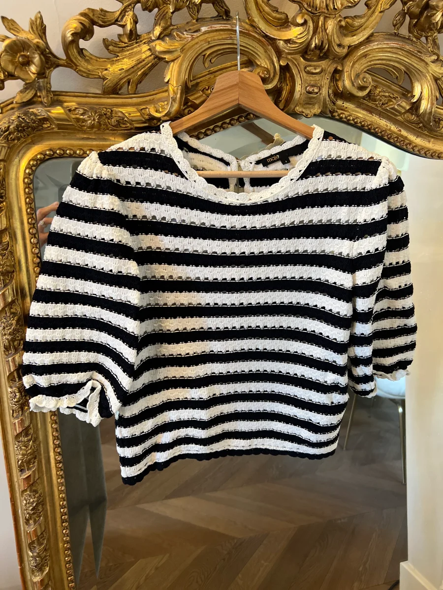 Haut Maje à rayures blanc et bleu marine – Image 6