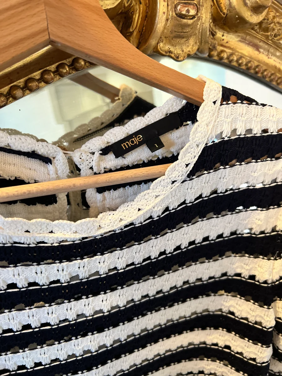 Haut Maje à rayures blanc et bleu marine – Image 7