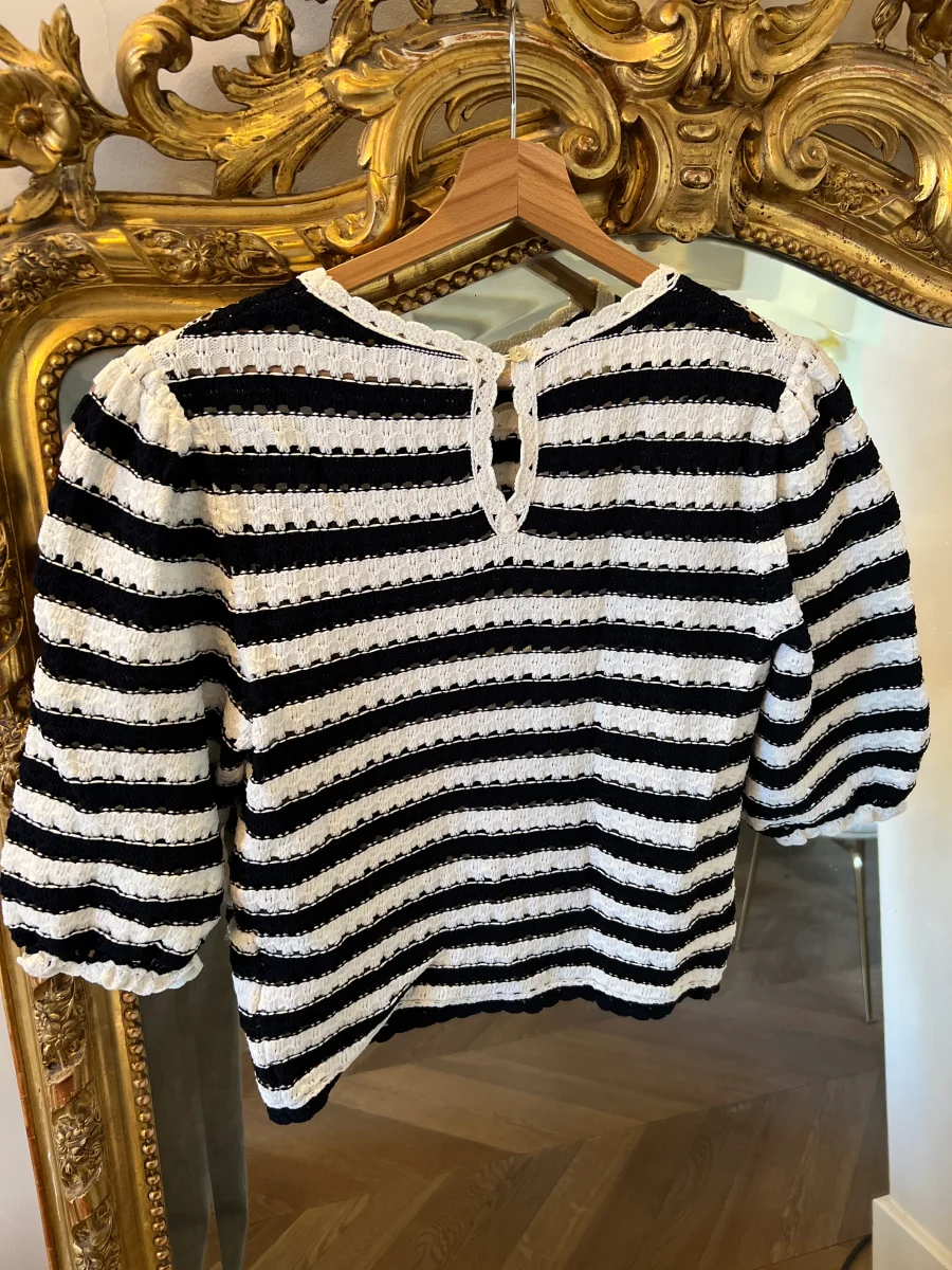 Haut Maje à rayures blanc et bleu marine – Image 8