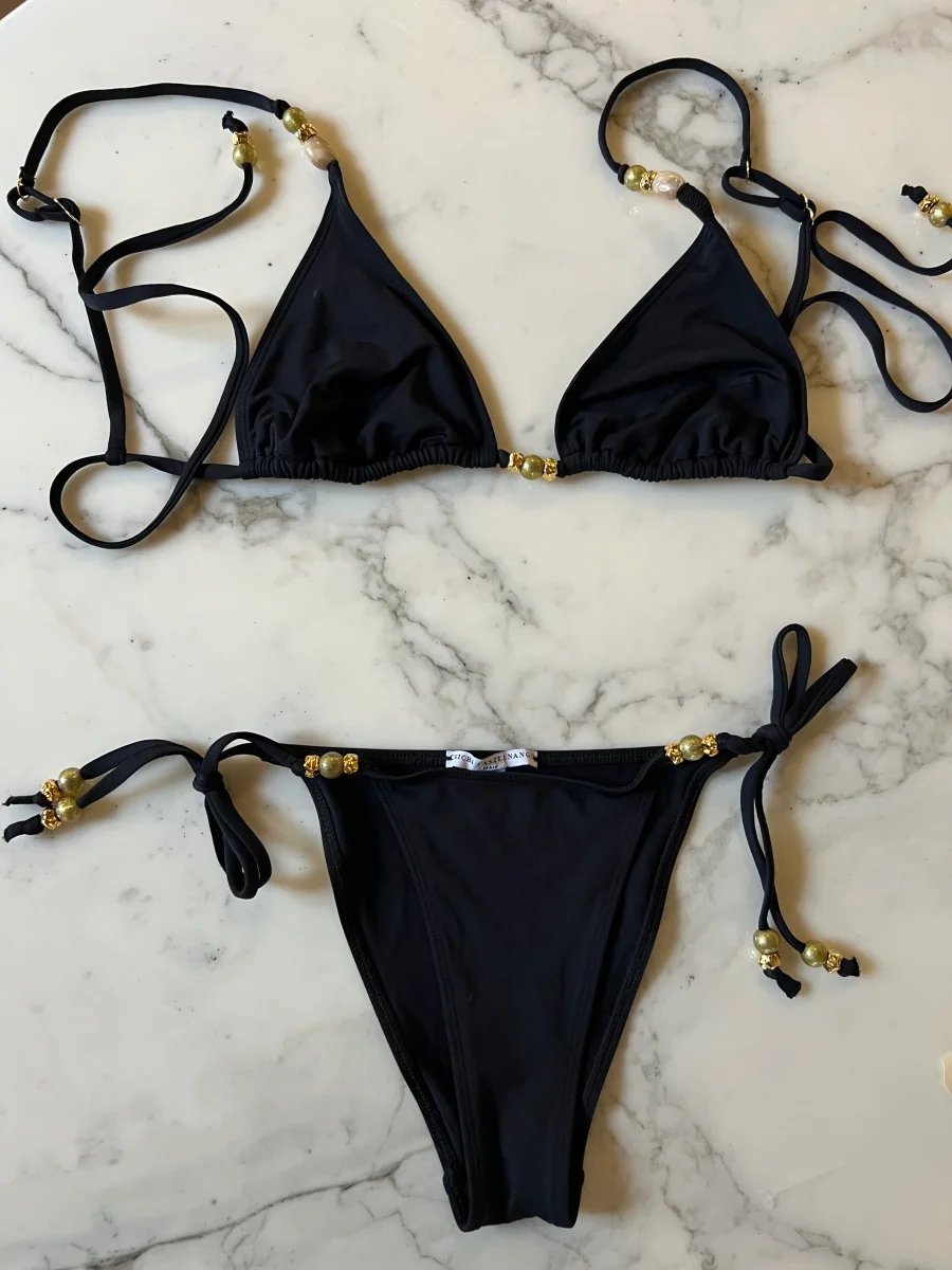 Lucie Gabossi - Chichi Castelango Paris Maillot de bain deux pièces Oxana noir à perles – Image 2