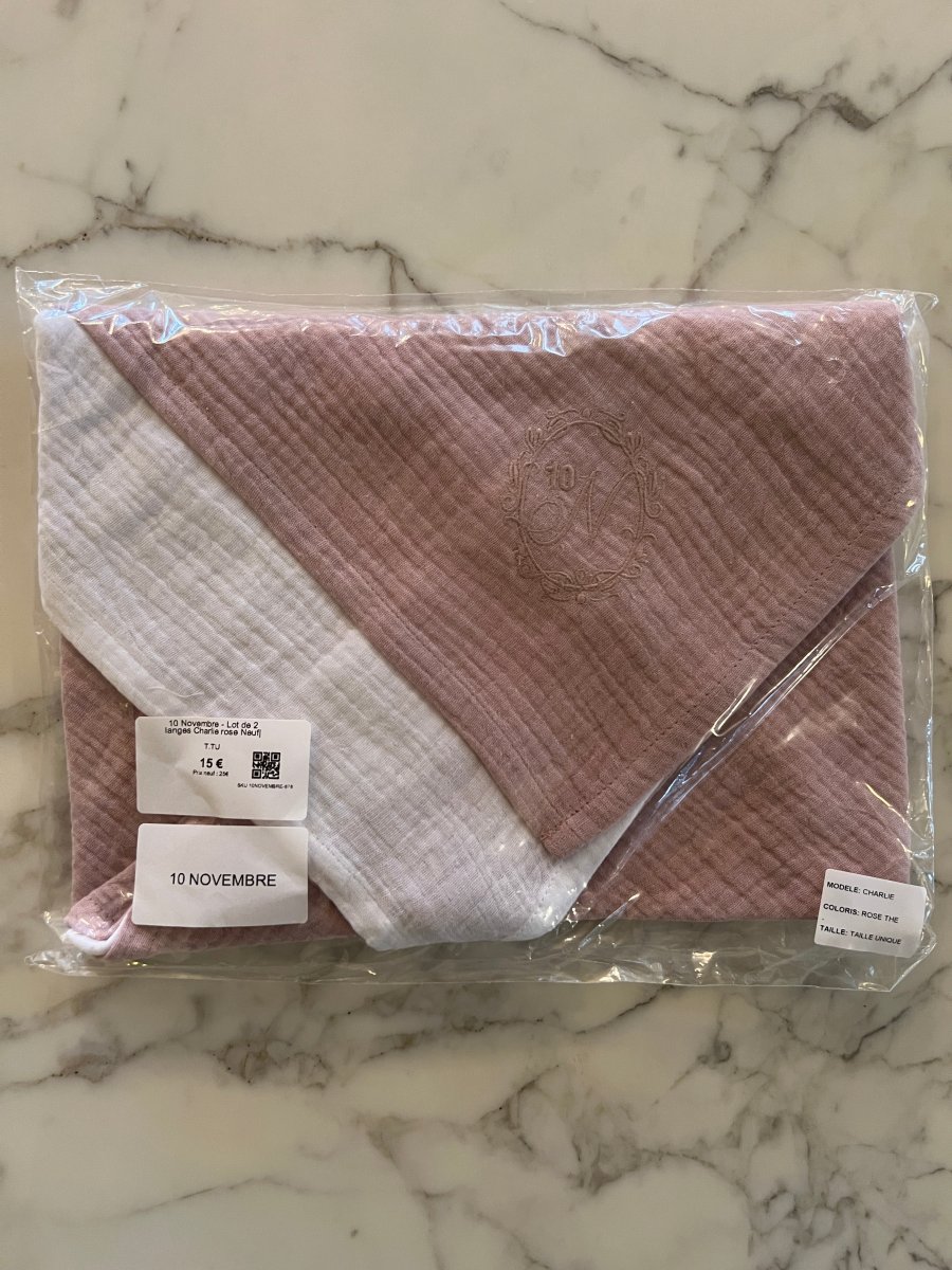 10 Novembre - Lot de 2 langes Charlie rose Neuf – Image 2