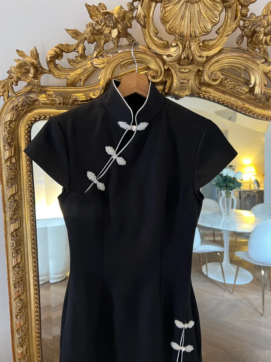 Flora Coquerel - Saulee Robe Neuve noire Irissa perles T.36 – Image 3