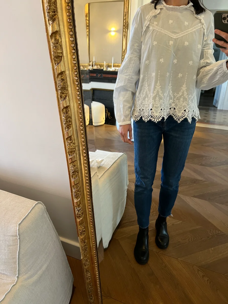 Blouse Balzac blanc col montant – Image 5