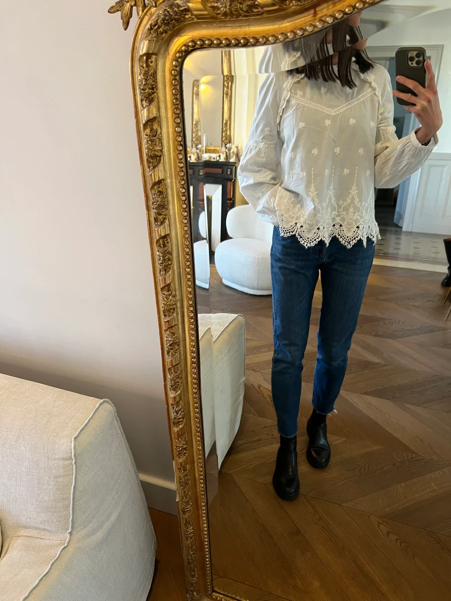 Blouse Balzac blanc col montant – Image 3