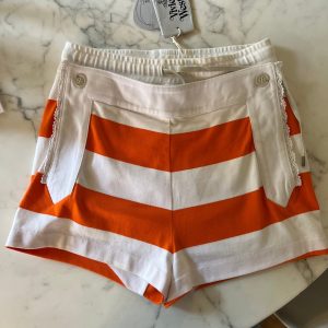 Marine Lorphelin Short Neuf Vivienne Westwood à rayures orange et blanc