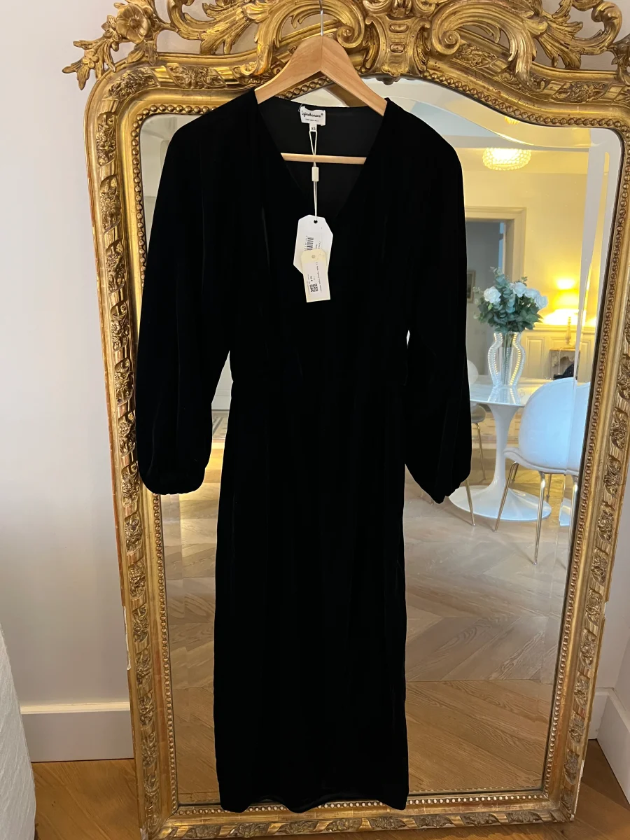 Tajine Banane - Robe reglisse longue velours T.XS