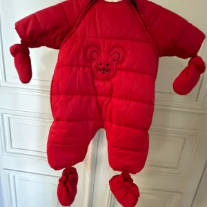 Combinaison pilote rouge avec capuche ourson Petit Bateau 3 mois