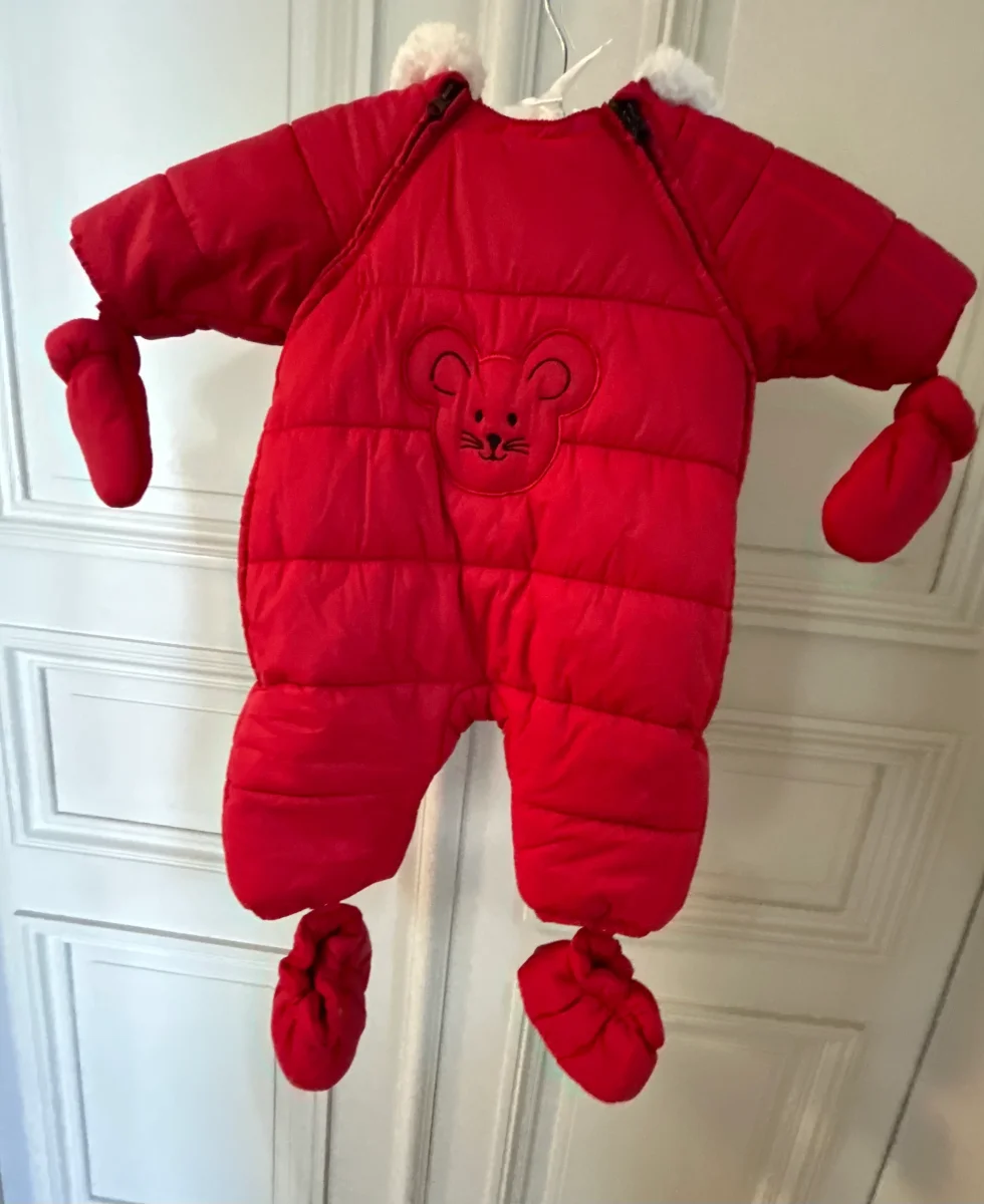 Combinaison pilote rouge avec capuche ourson Petit Bateau 3 mois