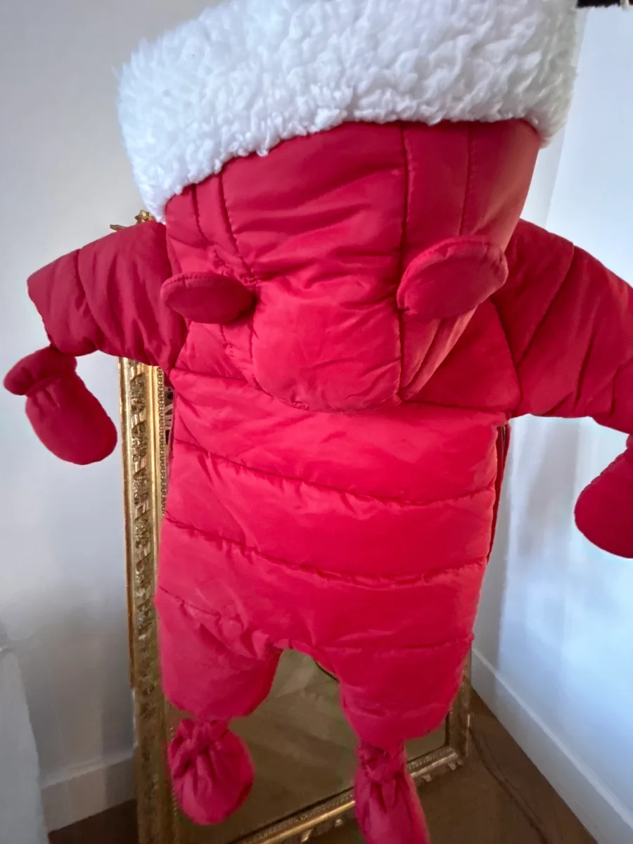 Combinaison pilote rouge avec capuche ourson Petit Bateau 3 mois – Image 4