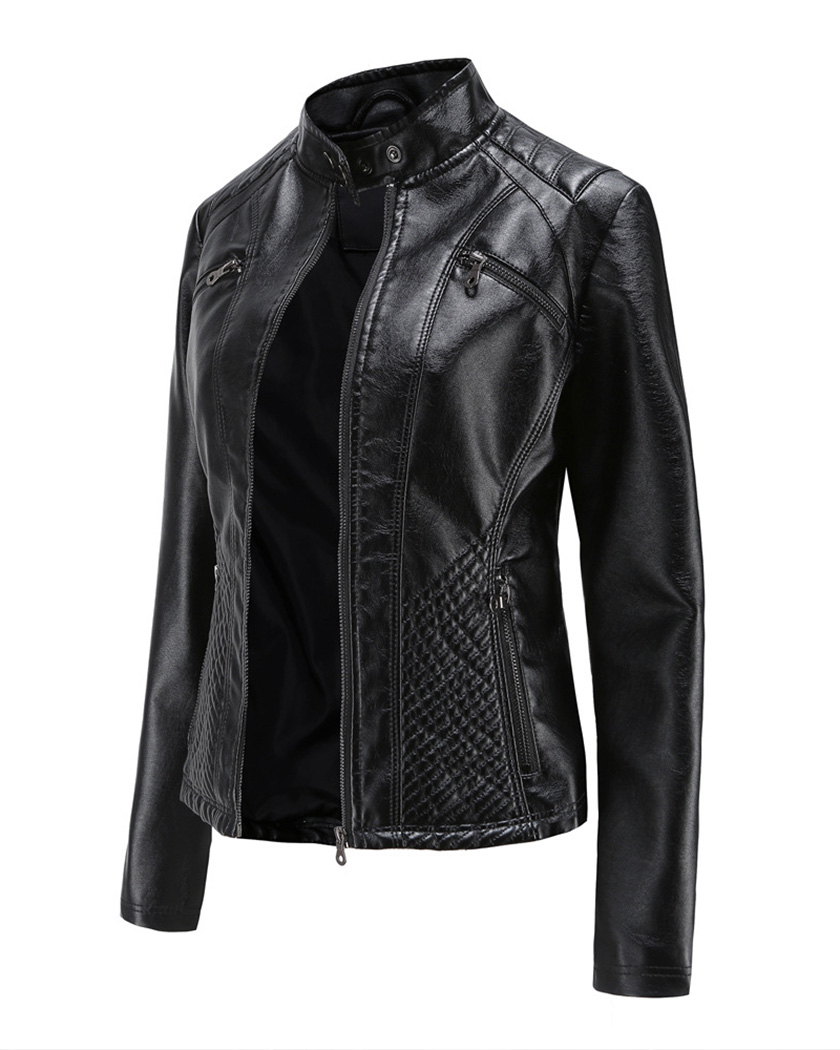 Blouson perfecto femme en simili-cuir et coupe ajustée – Image 4