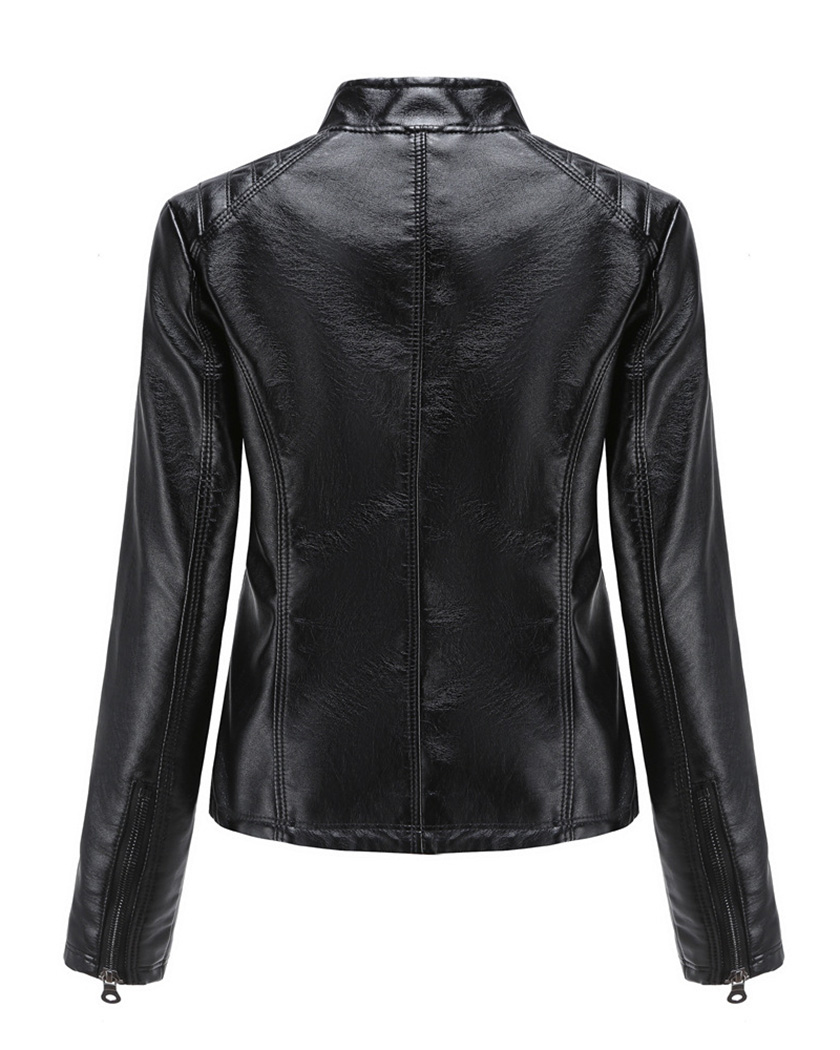 Blouson perfecto femme en simili-cuir et coupe ajustée – Image 3