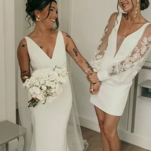 Lucie Gabossi - Rime Arodaky Robe blanche manches en tulle brodé fleuri