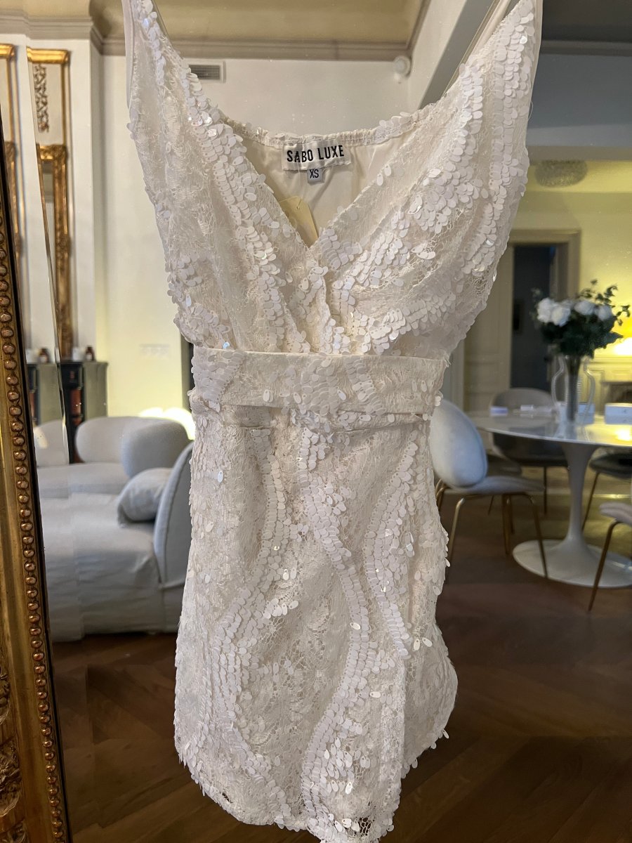 Lucie Gabossi - Sabo Luxe Combishort blanche de soirée à papilles – Image 5