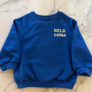 Ummi Baby - Sweat bébé bleu en coton bio Milk Coma NEUF T.3-6mois