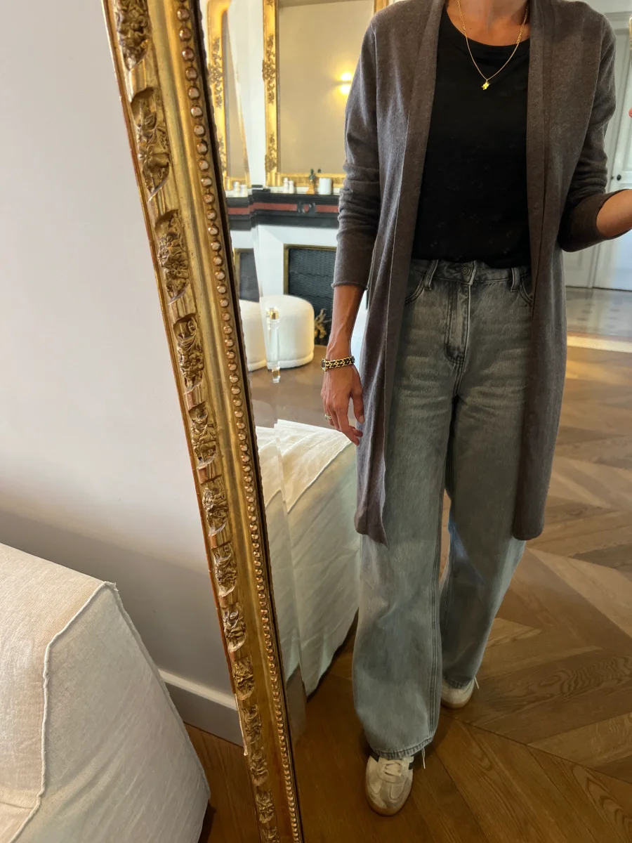 Apostrophe - Gilet long gris en cachemire – Image 3