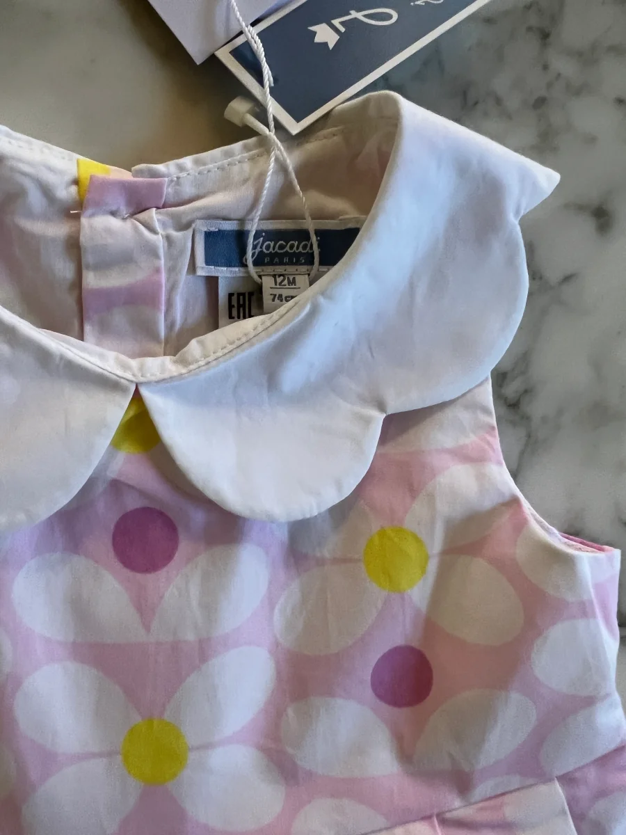 Jacadi - Robe neuve col pétale rose Neuve T.12 mois – Image 4