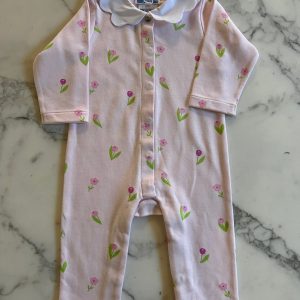 Jacadi- Pyjama en coton rose fleurs Neuf T.6mois