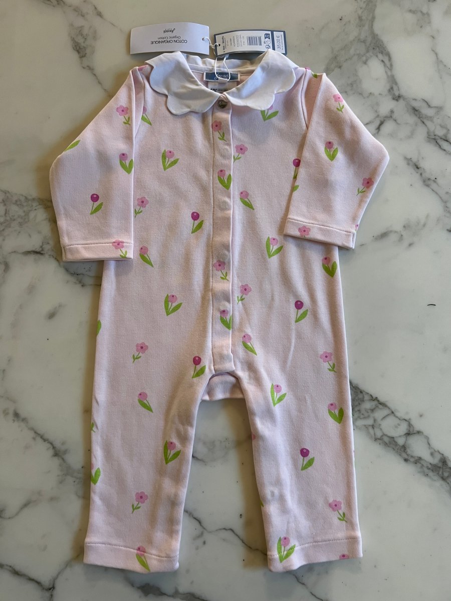 Jacadi- Pyjama en coton rose fleurs Neuf T.6mois