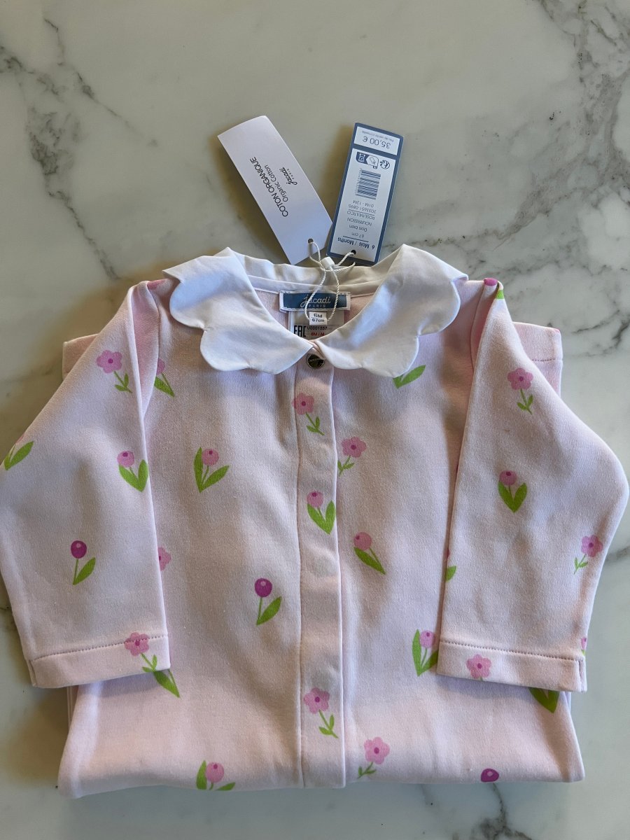 Jacadi- Pyjama en coton rose fleurs Neuf T.6mois – Image 5