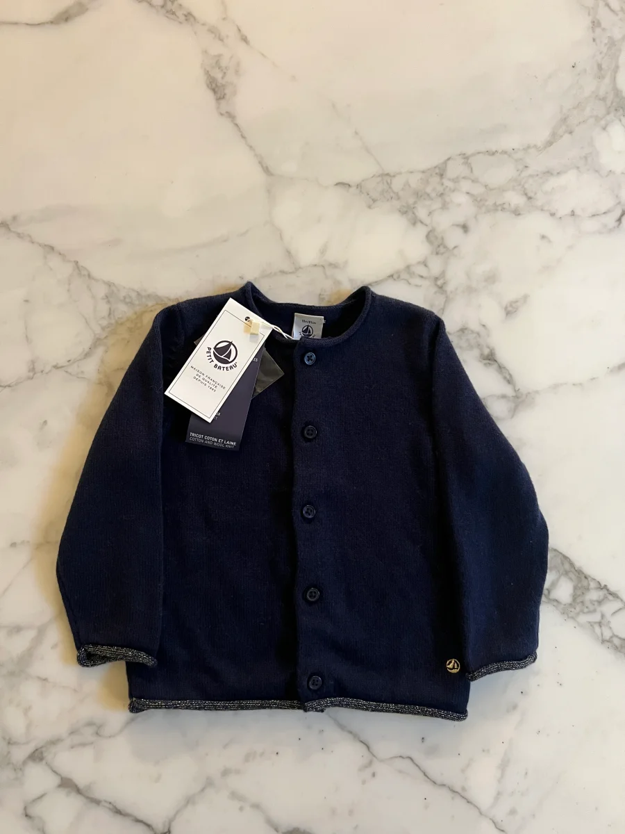 Petit Bateau - Cardigan bleu marine Neuf T.18 mois – Image 2