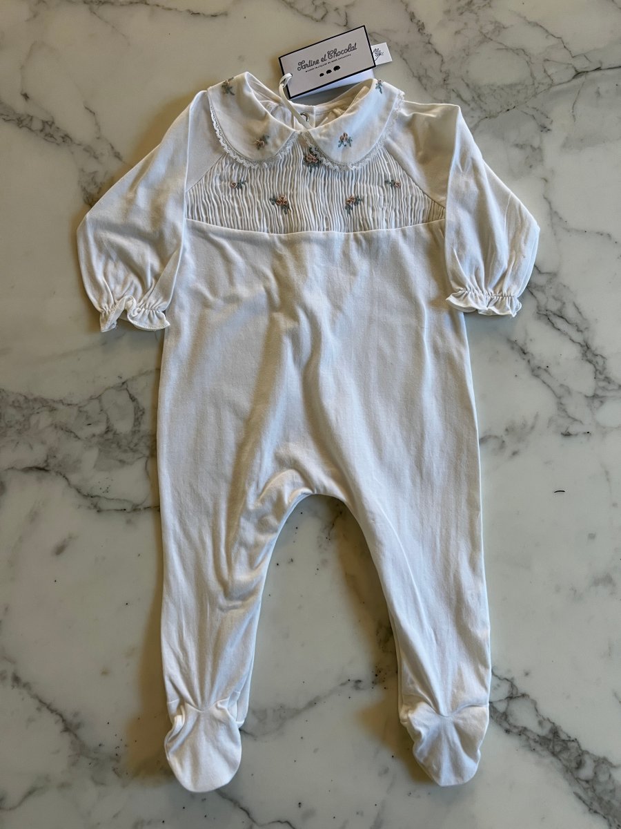 Tartine et Chocolat - Pyjama col claudine à fleurs Neuf T.6 mois – Image 2