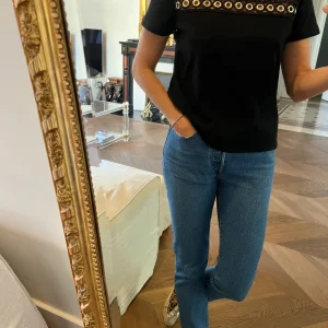 Top Maje anneaux dorés