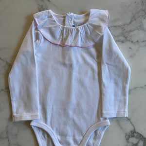 Jacadi - Body col collerette blanc liseret rose T.18 mois