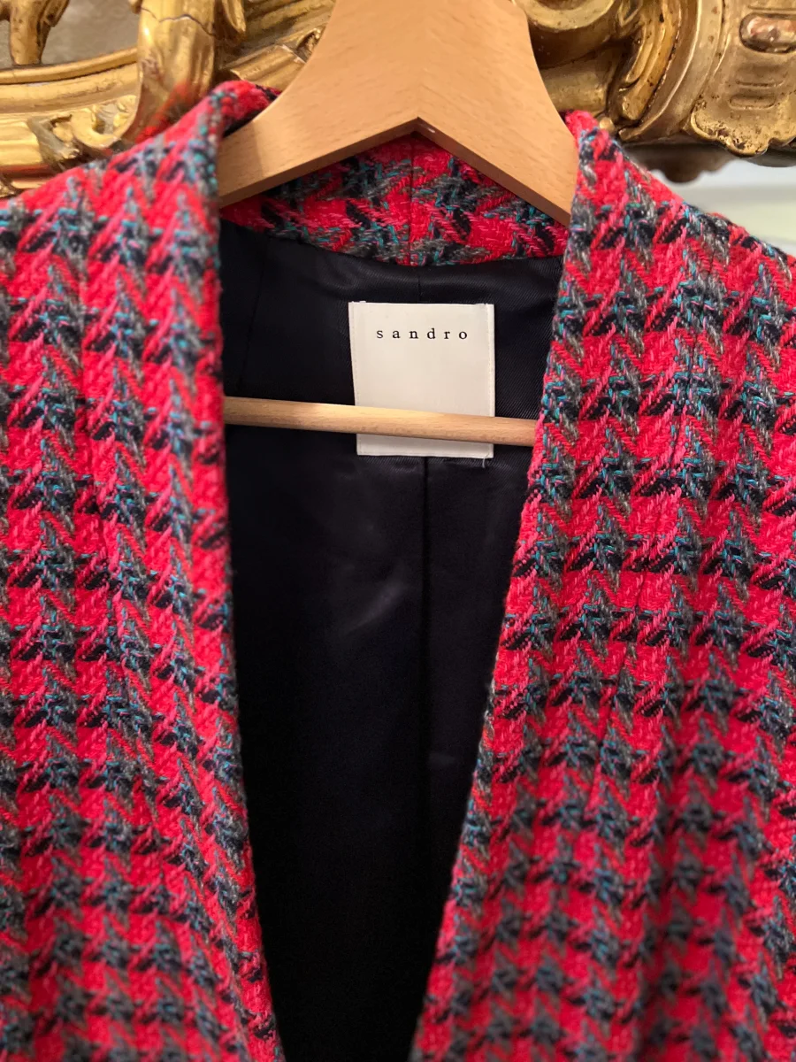 Veste Sandro en laine rouge pied de poule – Image 5