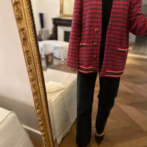 Veste Sandro en laine rouge pied de poule