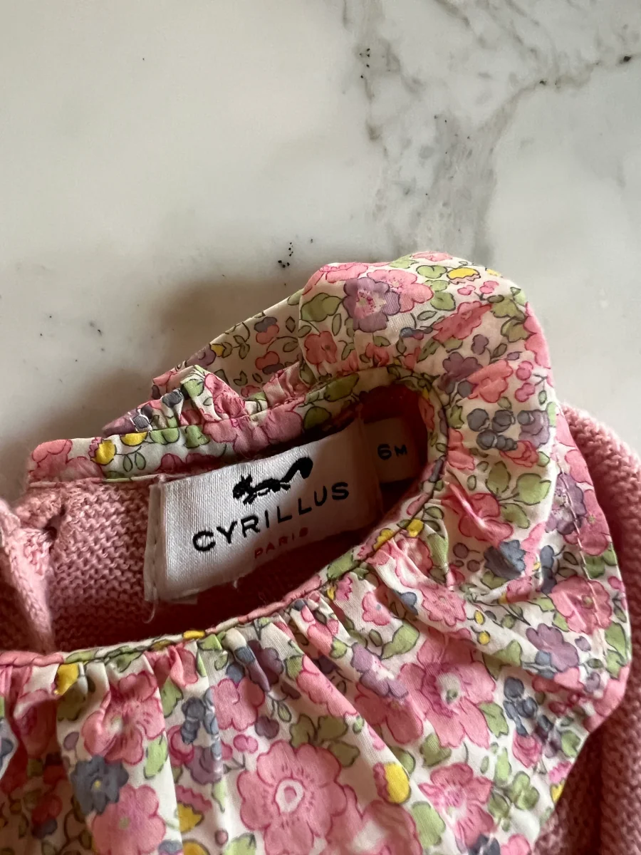 Cyrillus - Ensemble Legging et Pull rose col fleuri T.6mois – Image 4