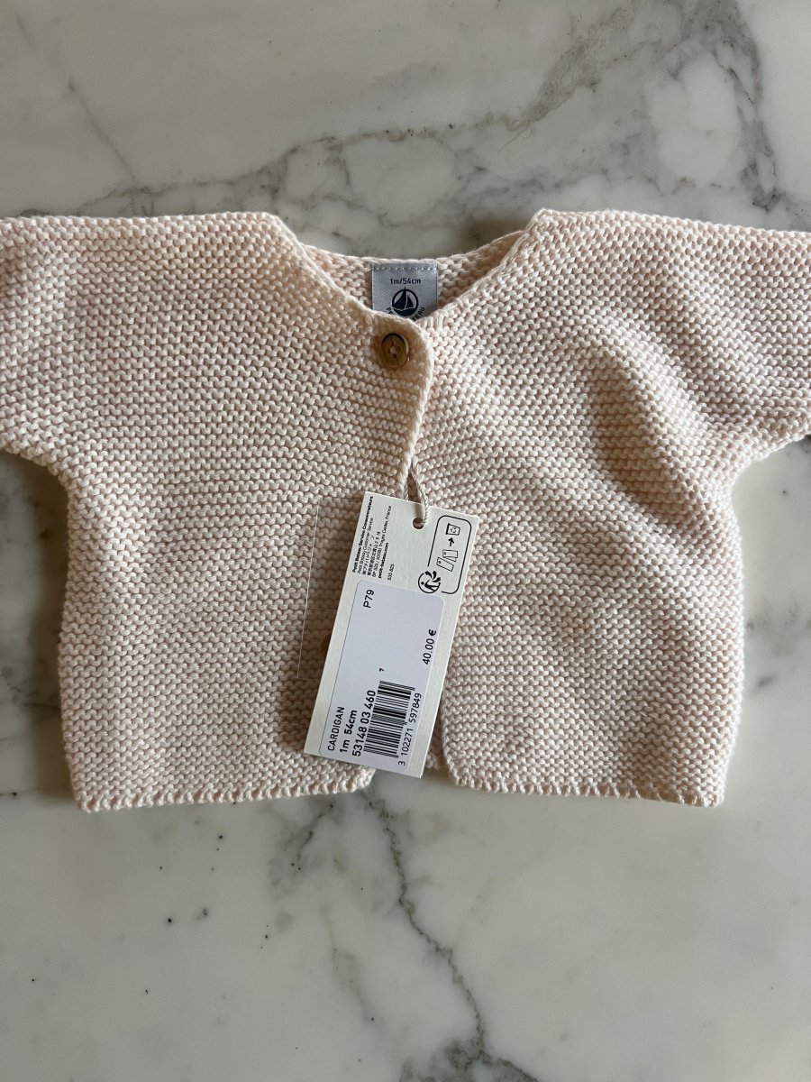 Petit Bateau - Cardigan ecru Neuf T.1 mois