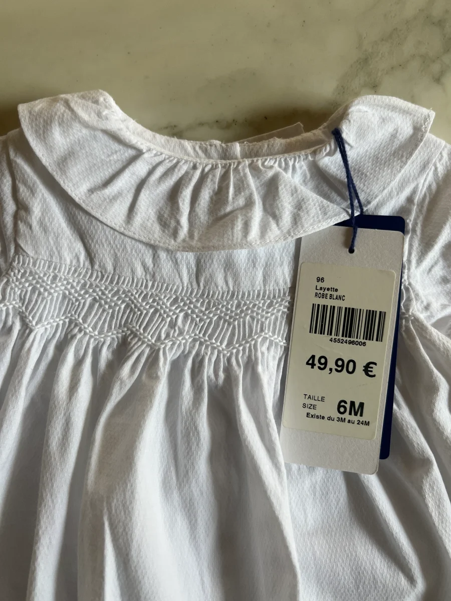 Cyrillus - Robe lafayette blanche Neuve T.6mois – Image 3