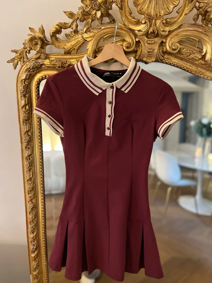 Robe Zara prune col beige bis