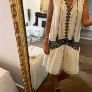 Ba&sh - Robe Gragavon ecru pompons