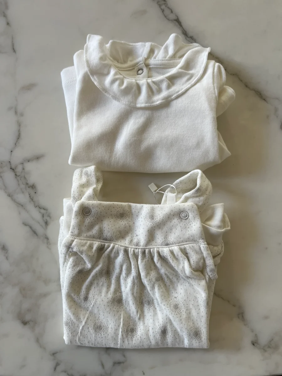 Petit Bateau - Ensemble body bloomer blanc T.1mois Neuf – Image 6