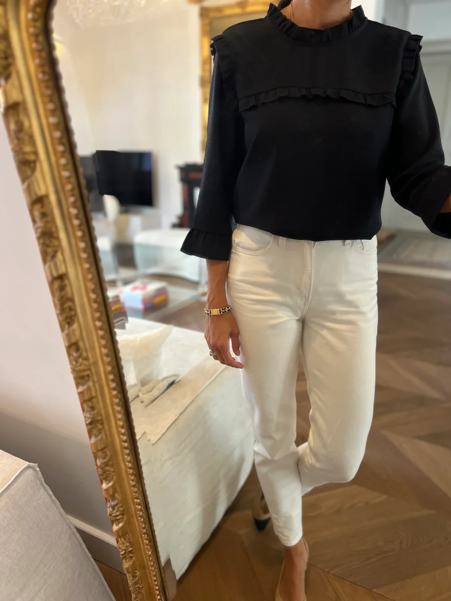 La Petite étoile - Blouse bleu marine col montant