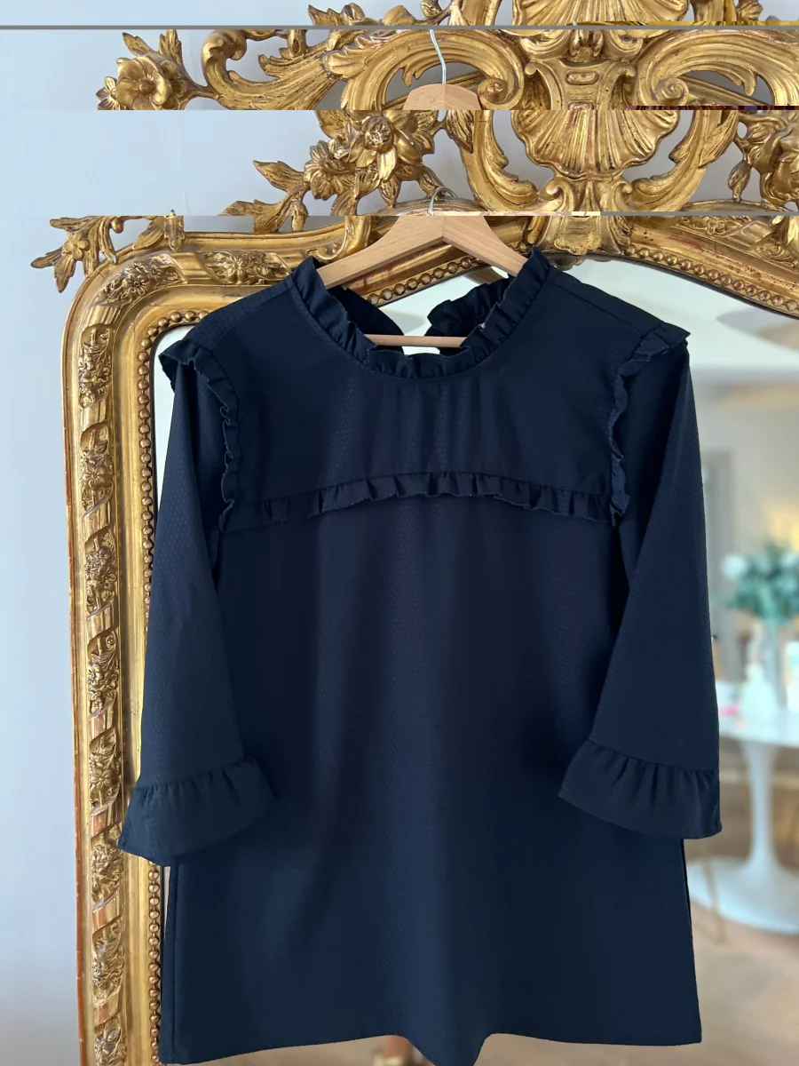 La Petite étoile - Blouse bleu marine col montant – Image 6